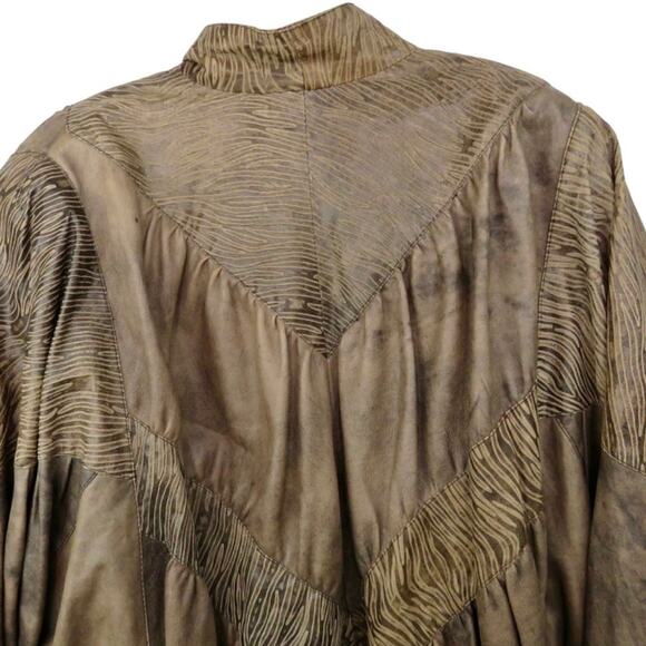 Vera Pelle Italian Leather Dolman Jacket Brown Textured Casual Jacket Medium - Picture 5 of 7